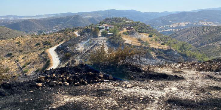 Η πυρκαγιά σε Τόχνη και Καλαβασό κατέκαψε 10 εκτάρια ξηρά χόρτα και άγρια βλάστηση